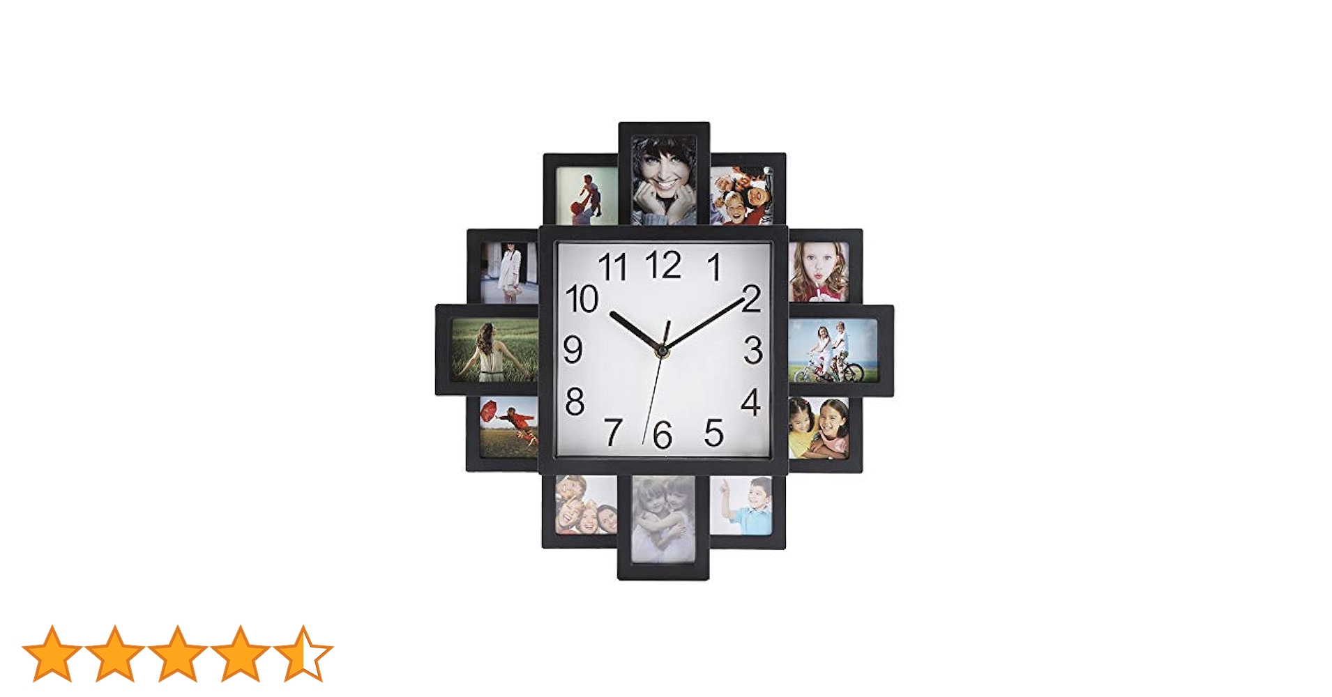 掛け時計 フォトフレーム 8枠付き 黒い (大) 掛け時計 フォトフレーム 8枠付き 黒い (大)